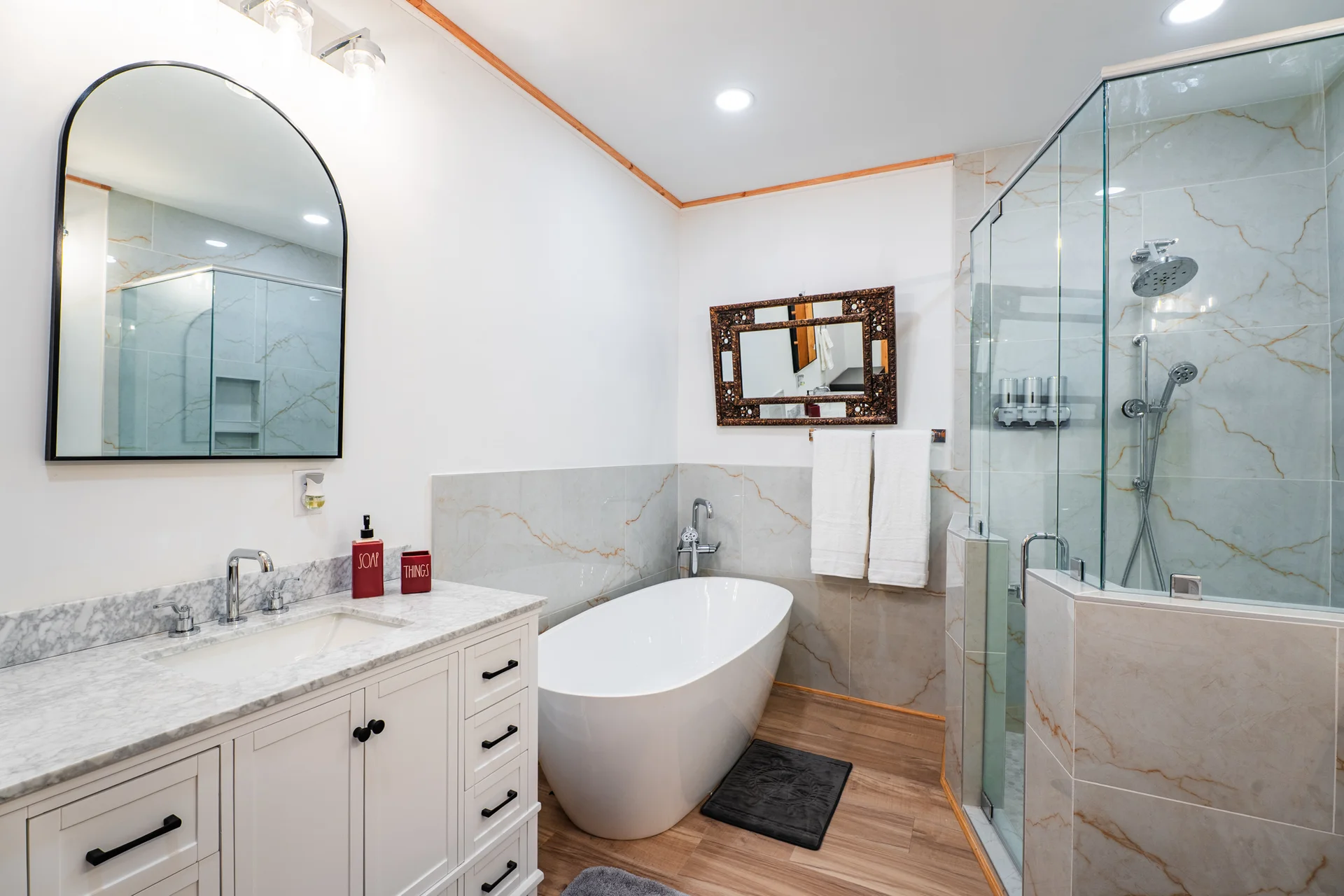 Spa bathroom with deep soaking tub