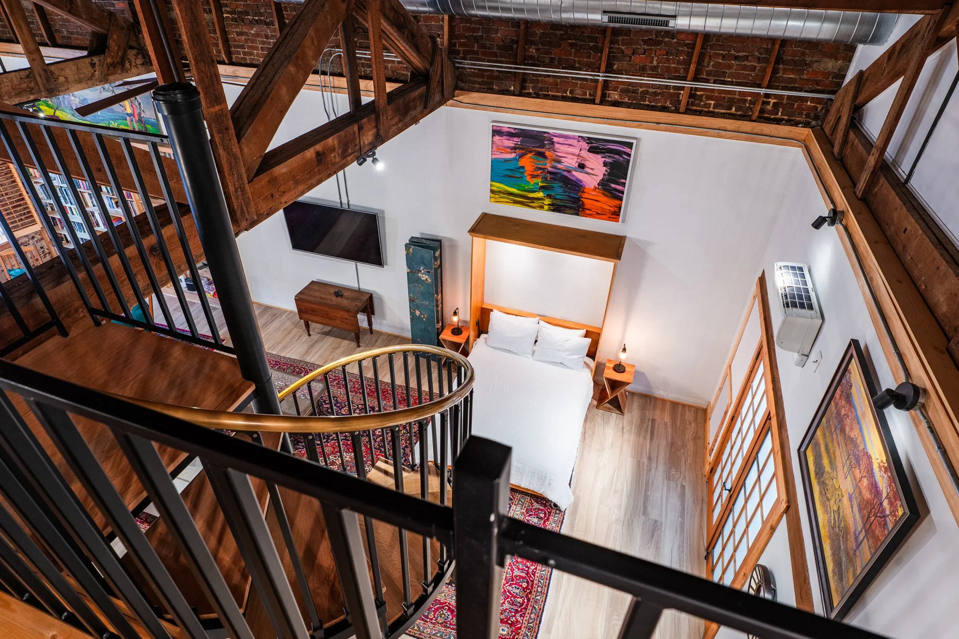 Mezzanine bedroom with queen bed