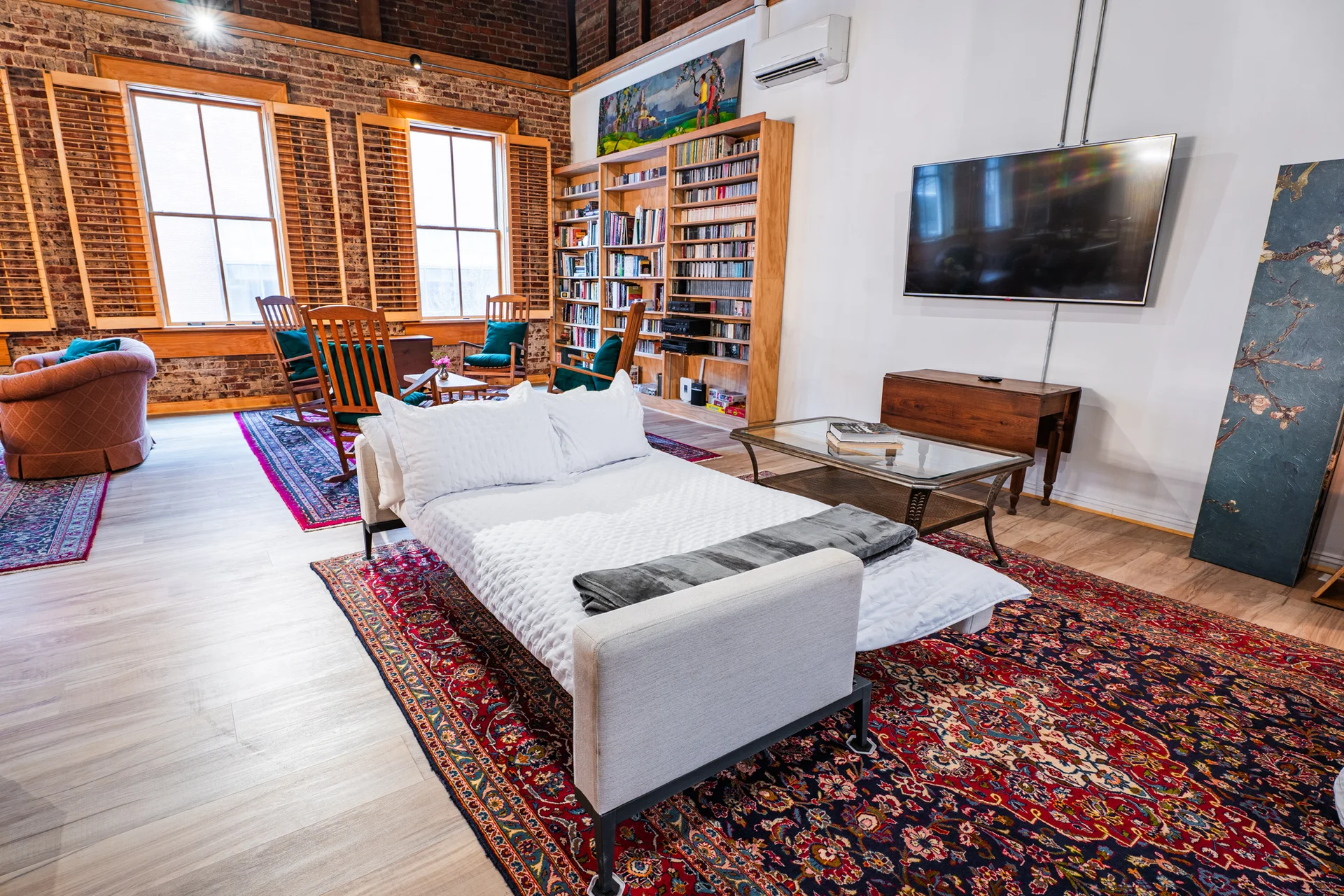 TV area with dimmable lighting